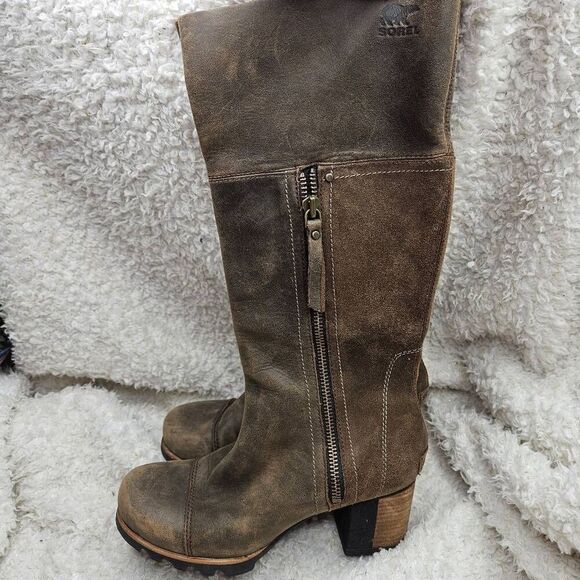 Sorel Addington Waterproof Leather Knee High Heeled Boots sz 8 NL2301-261 - Picture 3 of 7